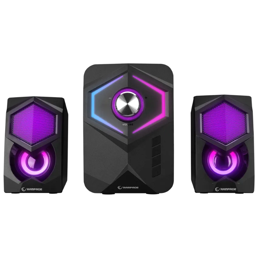Звучници RAMPAGE RMS-175BT 2+1 5W*2 BT+USB-TF-FM Rainbow Illuminated Gaming