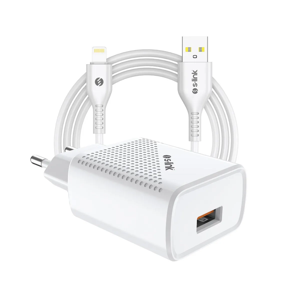 Полнач + кабел S-LINK SL-EC40L 5V 2.4A White with Lightning Cable