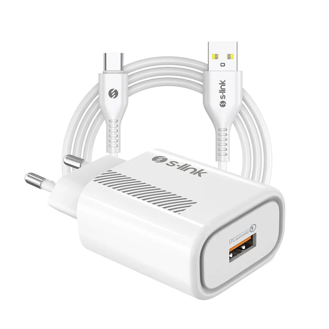 Полнач + кабел S-LINK SL-EC40T 5V 2.4A Type-C White