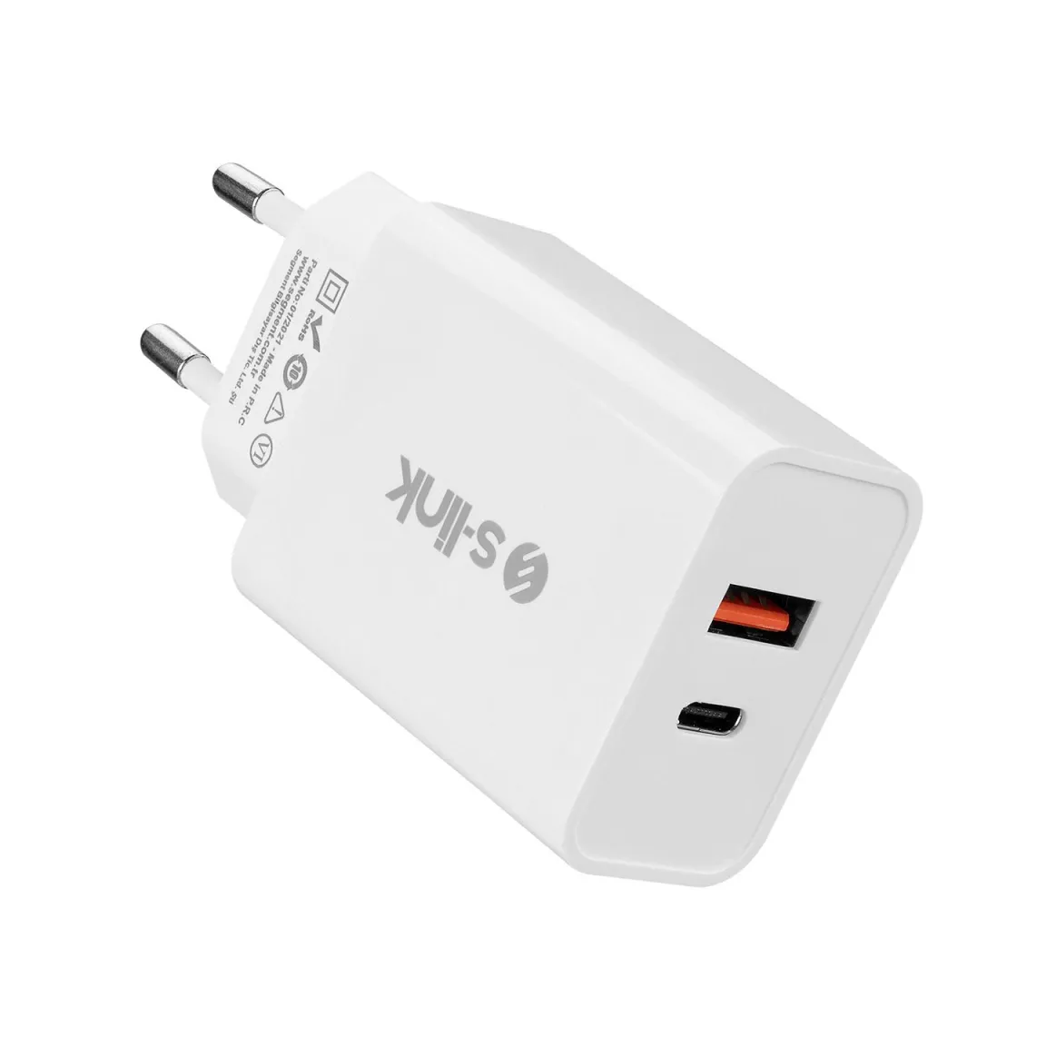 Полнач S-LINK SL-EC60 20W PD3.0/Quick Charge QC3.0 Type USB-C +USB A White