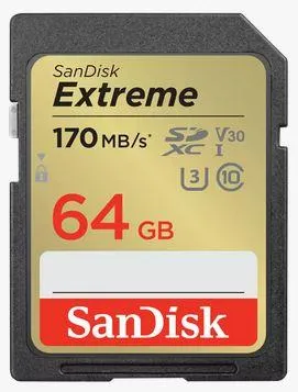 Микро SD CARD SANDISK 64GB Extreme Class10 170MB/s UHS-I, U3, V30, 64GB