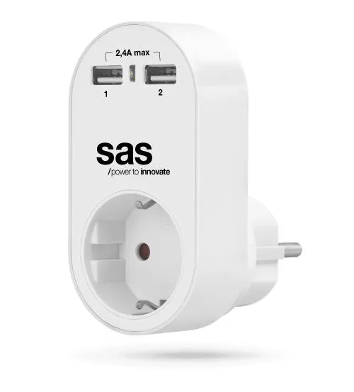 SUKO SAS + 2usb 2,1a polnac za mobilni bel