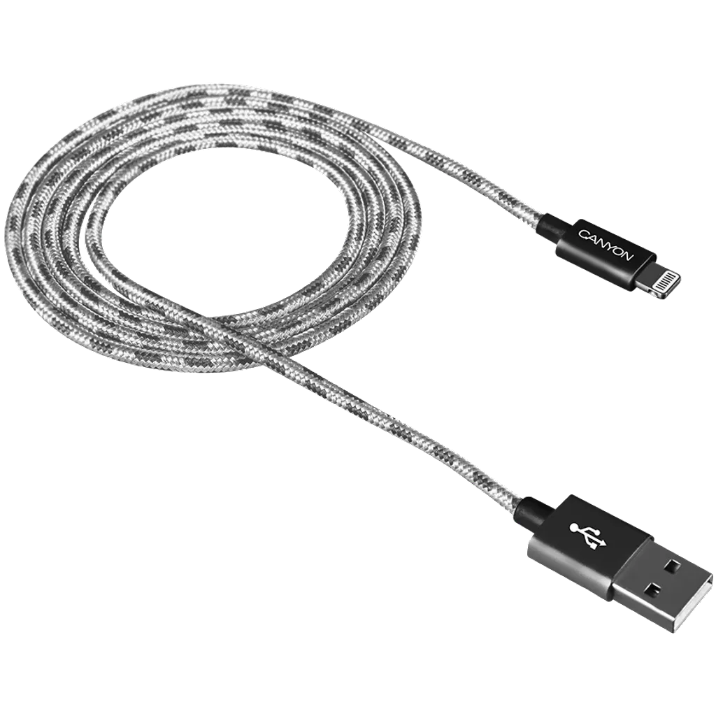 USB кабел CANYON CFI-3 Lightning 1m Braided Black