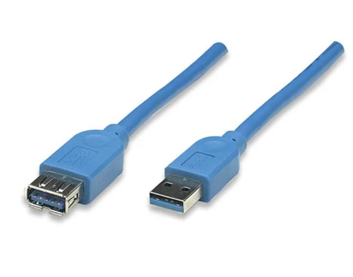 USB Кабел MANHATTAN USB3.0, A/А M/F, 2m, син 322379