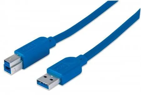 USB кабел MANHATTAN USB3.0, A/B M/M, 2m, син 322430