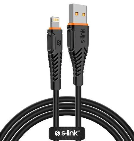 USB кабел S-link SL-STP45 3A Fast Charge Type Lightning Black