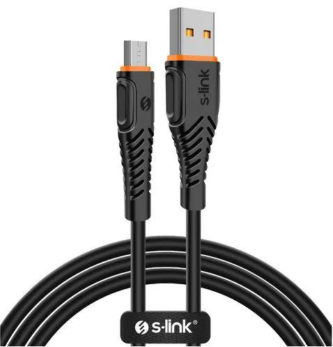 USB кабел S-link SL-STP45 3A Fast Charge Type Micro Black