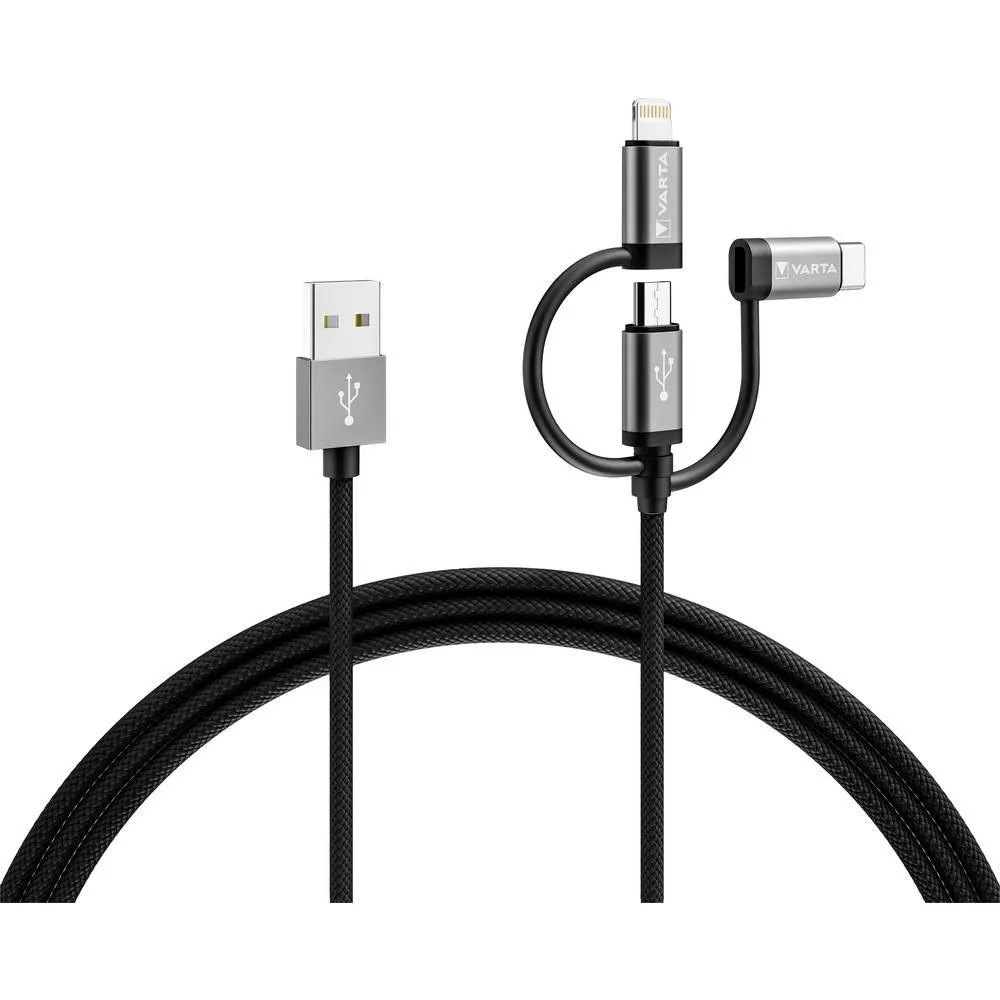 VARTA 3in1 USB-A to Lightning/Micro/Type C 12W 2meters 480Gbit/s