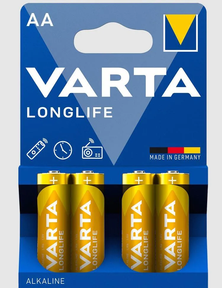 Алкални батерии VARTA LONGLIFE EXTRA LR06 AA 4x1,5V