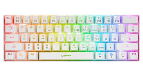 Wireless Gaming Keyboard Rampage KB-RX63 B-ATOM Mechanical Red Switches 63 Keys White