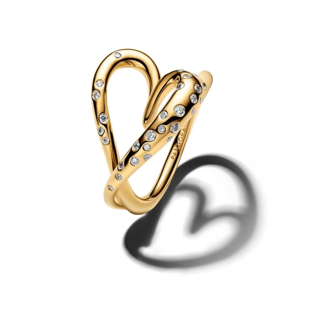 Прстен со неправилна форма на срце од 14k позлата