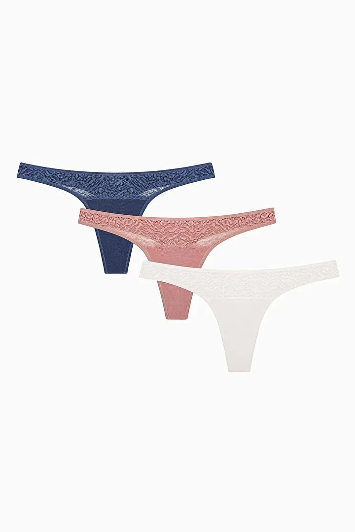 Penti женски килоти ESSENTIALS LACE DETAILED 3LU THONG