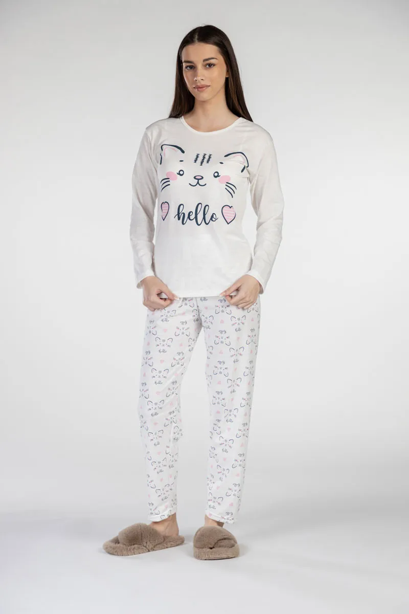 Rujam женски сет пижами DD 6541 PINK CAT