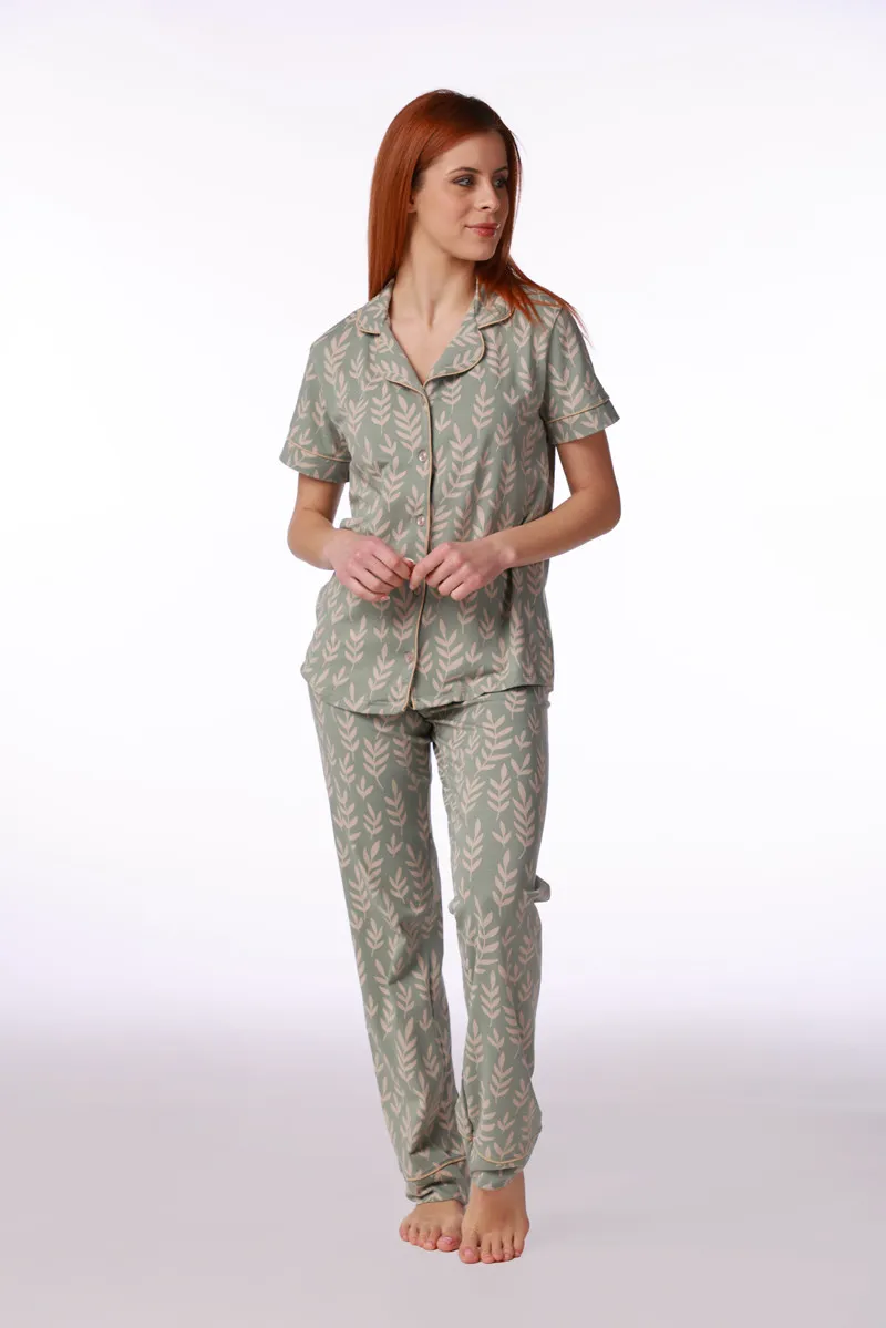 SF женски сет пижами 735191 GREEN FLOWERS KD SS26