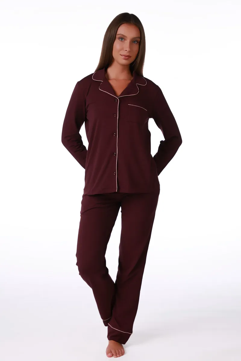 SF женски сет пижами 735230SP BURGUNDU DD FW26