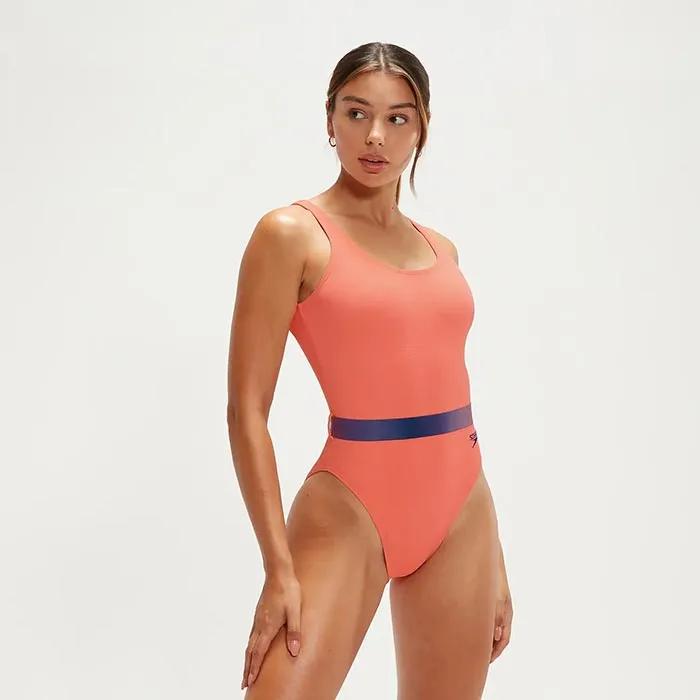 SPEEDO BELTED DEEP U-BK 1PC AF ORANGE/PURPLE