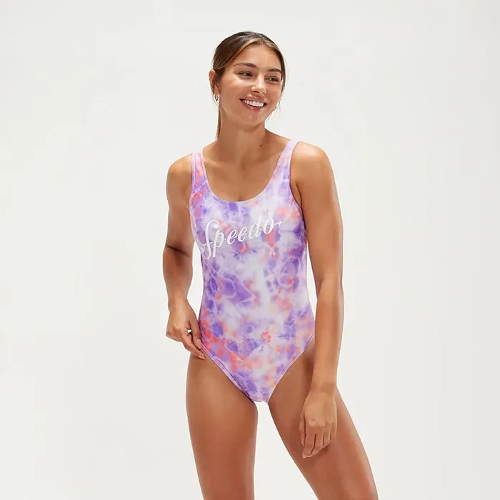 SPEEDO DEEP UBK PRT 1PC AF PURPLE/ORANGE