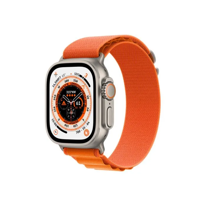 Apple Watch Ultra Cellular, 49mm Titanium Case with Orange Alpine Loop
