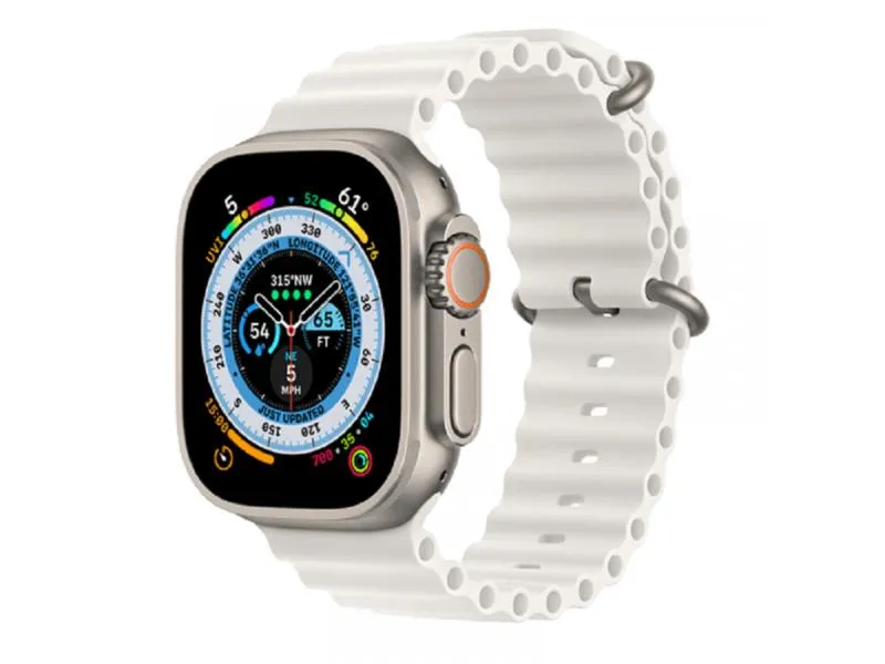Apple Watch Ultra Cellular, 49mm Titanium Case with White Ocean Band