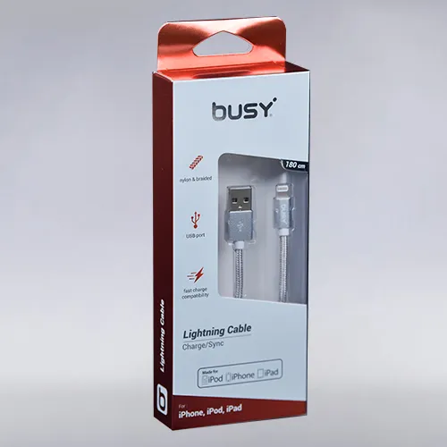 BUSY LIGHTNING MFI КАБЕЛ ЗА IPHONE 1,8M ПЛЕТЕН