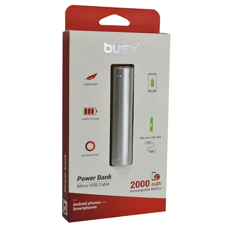 BUSY ПРЕНОСНА БАТЕРИЈА POWER BANK 2000 mAh + MICRO USB КАБЕЛ