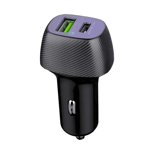 BUSY QC3.0+PD ДВОЕН USB ПОЛНАЧ ЗА АВТОМОБИЛ КАРБОН