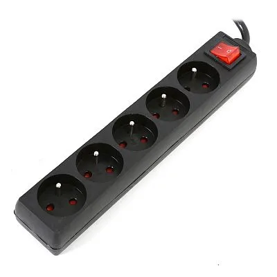 FIESTA POWER PROTECTOR 1.8M 16A 5 SOCKETS BLACK