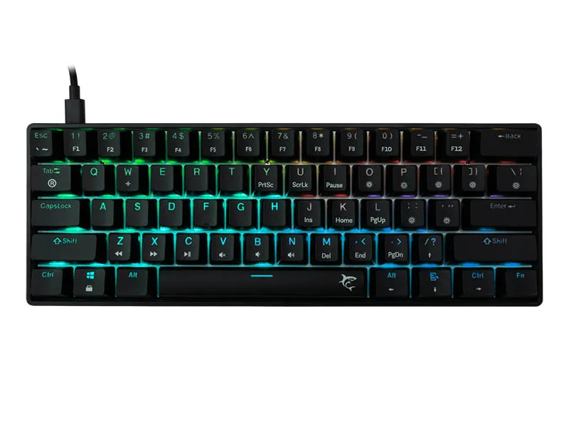 Keyboard White Shark Gaming Shinobi 2 60% Mechanical RGB Black Brown S