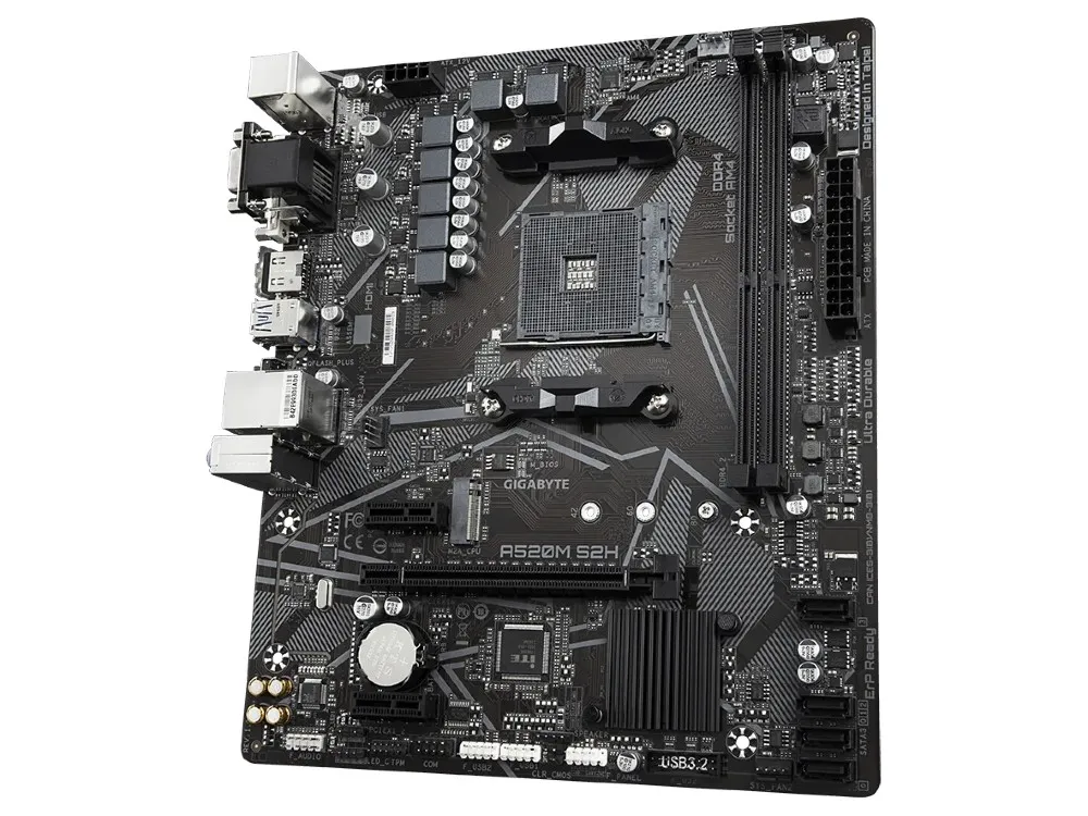 MB Gigabyte A520M S2H AM4 DDR4 5100MHz OC SATA3 M.2 USB 3.2 HDMI/DVI/V
