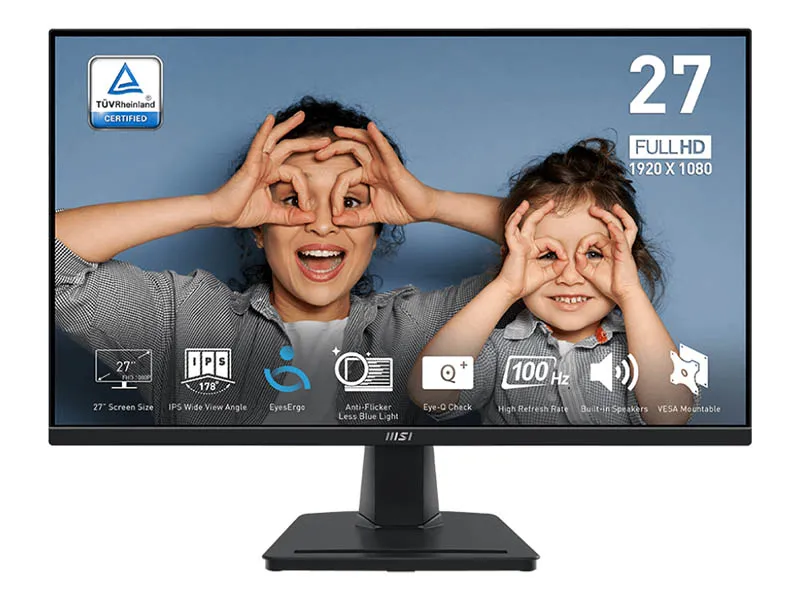 Monitor 27" MSI PRO MP275 IPS, 100Hz, 1ms, FHD, HDMI, VGA, Speakers, F