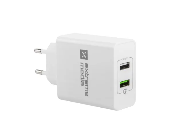 NATEC USB UNIVERSAL POWER CHARGER QC 3.0 DUAL SOCKET WHITE