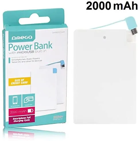 OMEGA PORTABLE POWER BANK 2000MAH WHITE