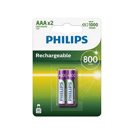 PHILIPS 800 MAH RECHARGABLE AAA BATTERIES 2PACK