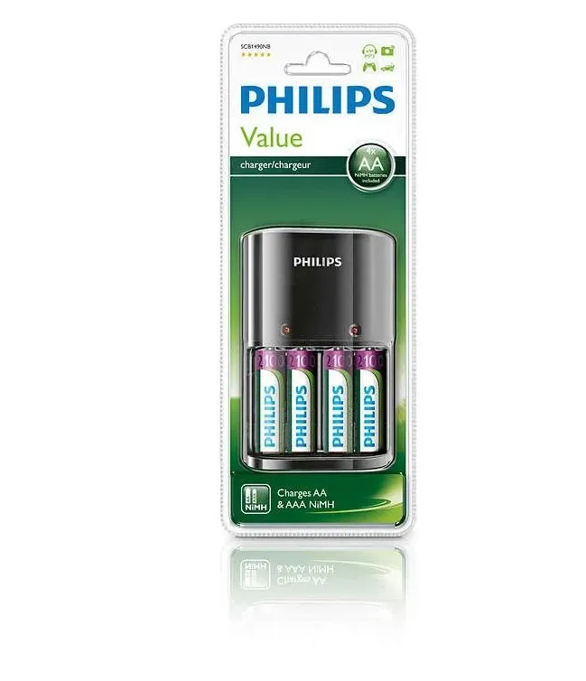 PHILIPS BATTERY CHARGER + 4AA 2100MAH BATTERIES