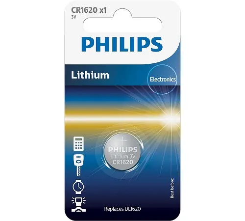 PHILIPS CR1620 3V 1 PACK LITHIUM BATTERIES