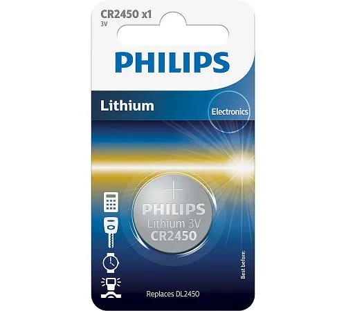 PHILIPS CR2450 3V 1 PACK LITHIUM BATTERIES