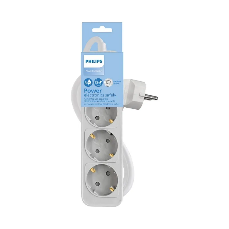 PHILIPS POWER PROTECTOR 3 SOCKETS 1.5M WHITE