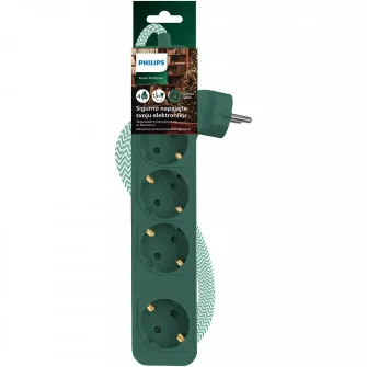 PHILIPS POWER PROTECTOR 4 SOCKETS 1.5M GREEN