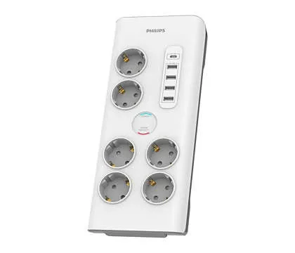 PHILIPS POWER PROTECTOR 6 SOCKETS 2M WHITE
