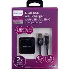 PHILIPS USB-C & USB-A DUAL CHARGER 30W BLACK