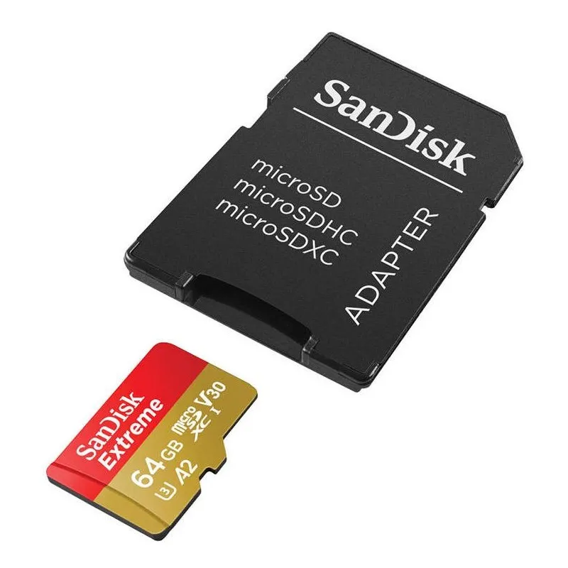 SANDISK ULTRA MICRO SDXC EXTREME 64GB + SD ADAPTER 170MB/s U3 V30 A2 U