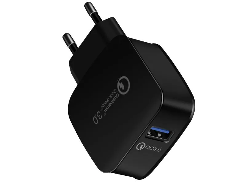 UNIVERSAL FAST CHARGER FOR SMARTPHONES QUALCOMM QUICK CHARGE 3.0 BLACK