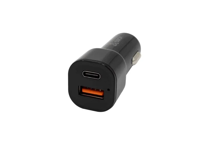 USB Universal Car Charger SBOX Dual USB 3.0 Type-C/Type-A 38W Black