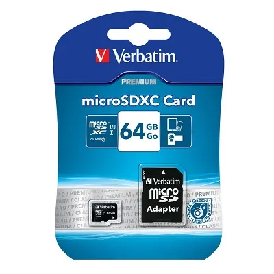 VERBATIM MICRO SDXC 64GB ULTRA HIGH SPEED I CLASS 10 W/ADAPTER