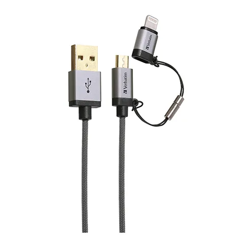 VERBATIM USB CABLE 2IN1 MICRO USB SILVER 120 CM