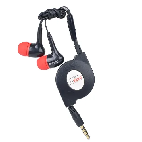 ZIPKORD EARPHONES 970EB RETRACTRALE W/MICROPHONE